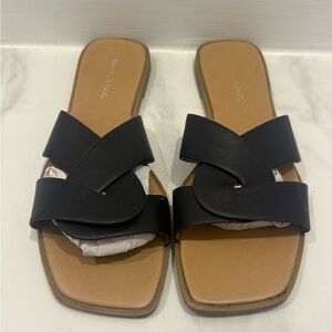 Solanz Black Twist Knot Slide Sandals Size 9